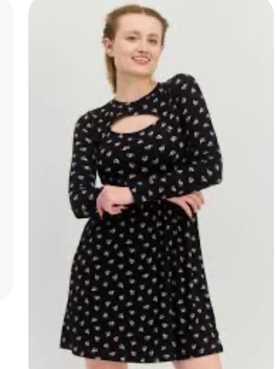 Aqua Black Dress with Pale Pink Floral Cutout - Picture 7 of 7